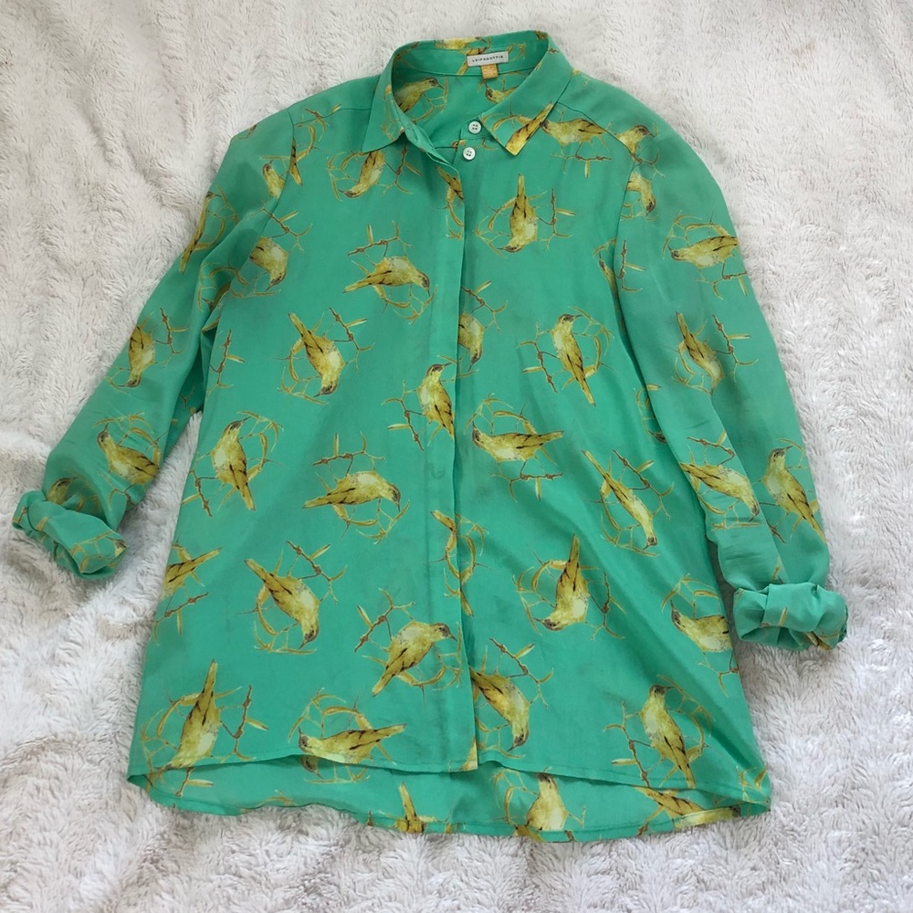 Anthropologie Leifsdottir bird statement blouse